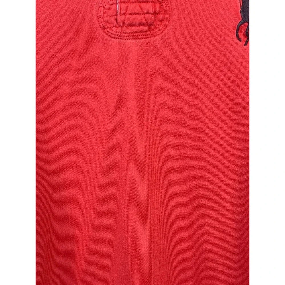 Y2K Polo by Ralph‎ Lauren Red Rugby Shirt Mens XL Old Money Big Pony Chest Logo